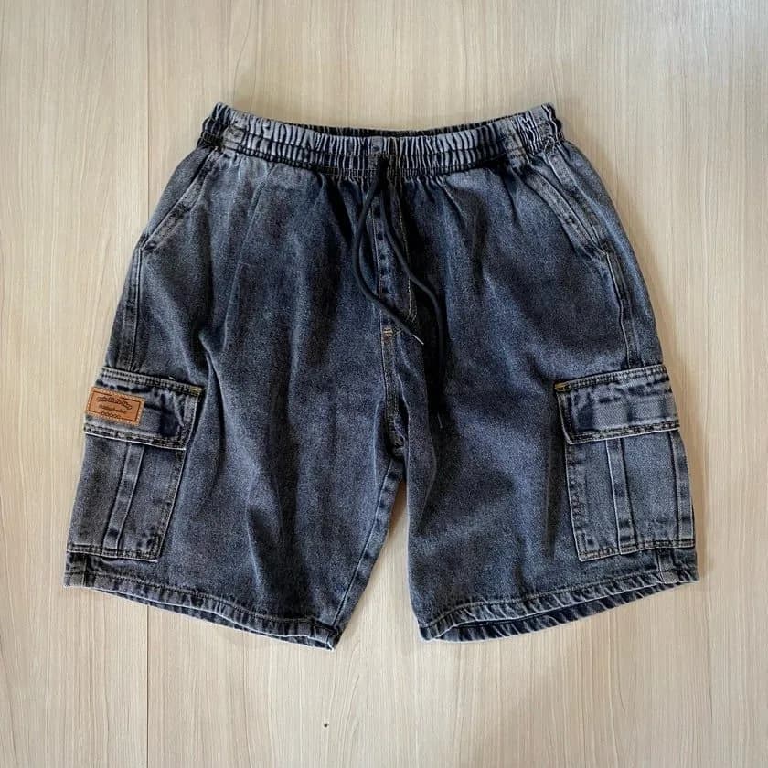 Bermuda Ciclo Black Jeans Cargo